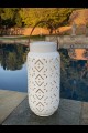  LARGE GEOMETRIC PATTERN PRE-LIT CERAMIC LANTERN  [571267]